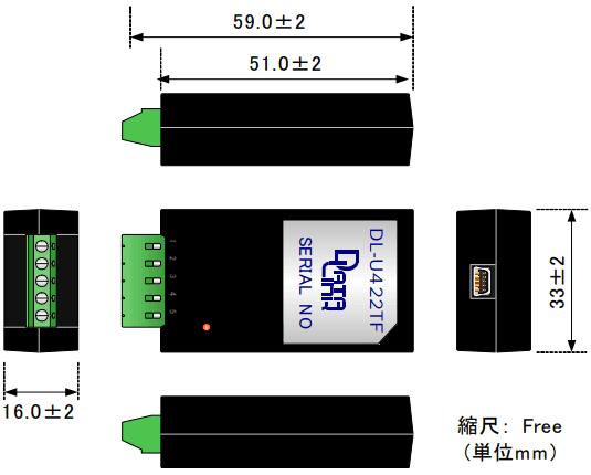 DL-U422TF外形寸法